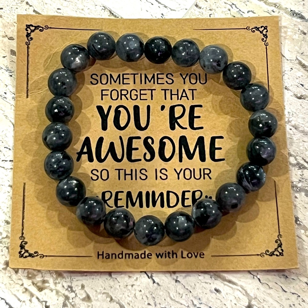 Price Drop! “Handmade with Love” Black Beaded YOU’RE AWESOME Bracelet